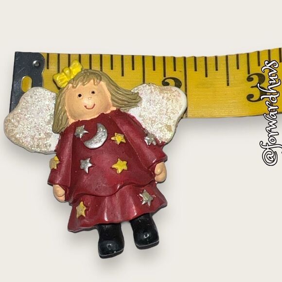 Vintage Hand Painted Angel Brooch - Picture 5 of 8